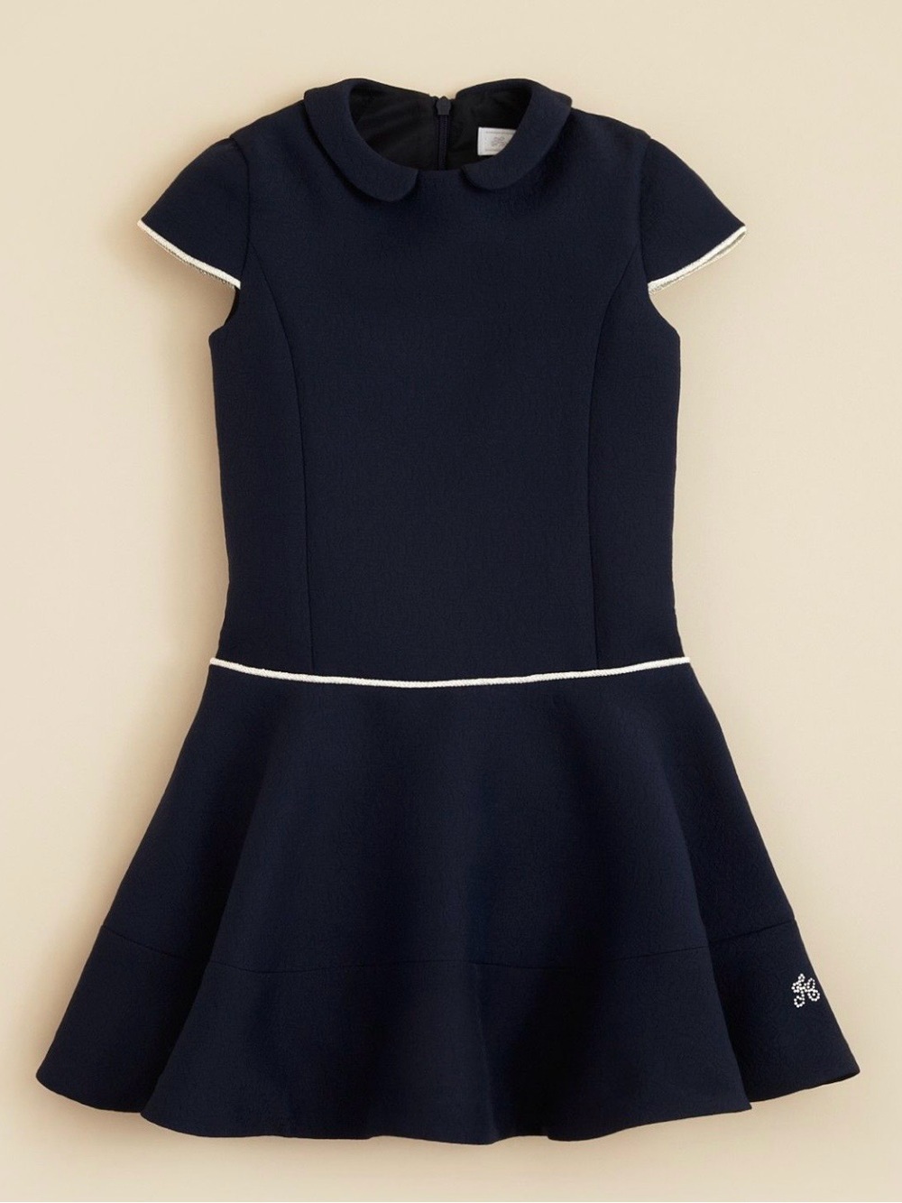 Tartine et Choolat Girls Peter Pan Collar Jacquard Dress, Navy, 5Y